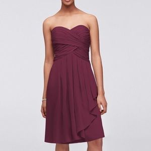Short Crinkle Chiffon Dress with Front Cascade
